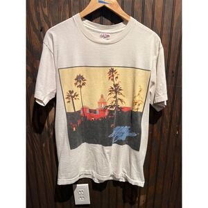 Vintage Eagles Hotel California T-Shirt Softee Single Stitch Cream Large 21x28